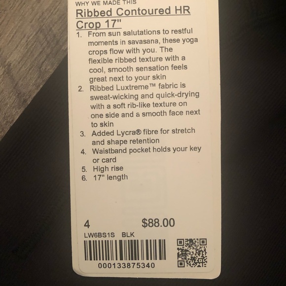 lululemon ribbed contoured HR crop 17" - Picture 6 of 6